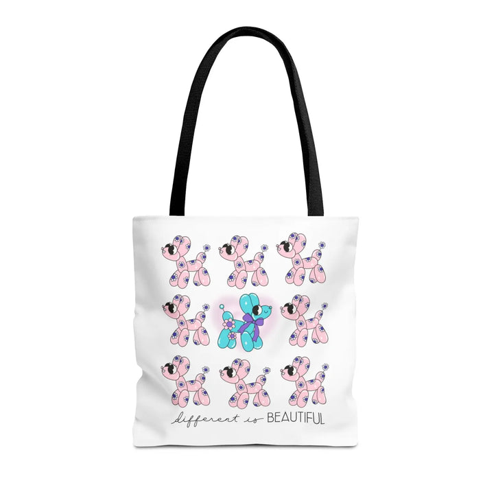 Colorful Balloon Animal Tote Bag - Different is Beautiful Gift for Dog Lovers Fun Shopping Kids’ Party Favor - 16’’ ×