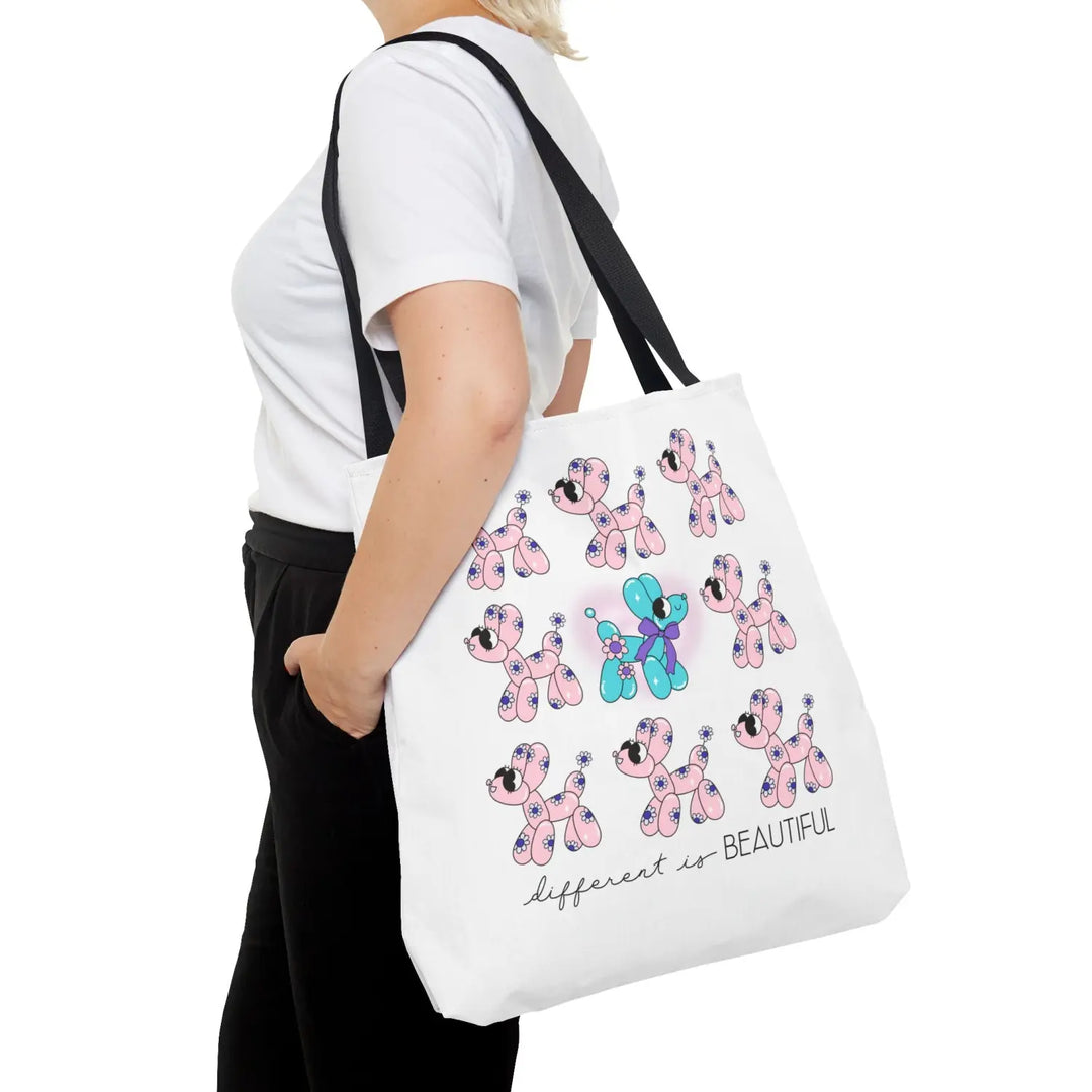 Colorful Balloon Animal Tote Bag - Different is Beautiful Gift for Dog Lovers Fun Shopping Kids’ Party Favor - 18’’ ×