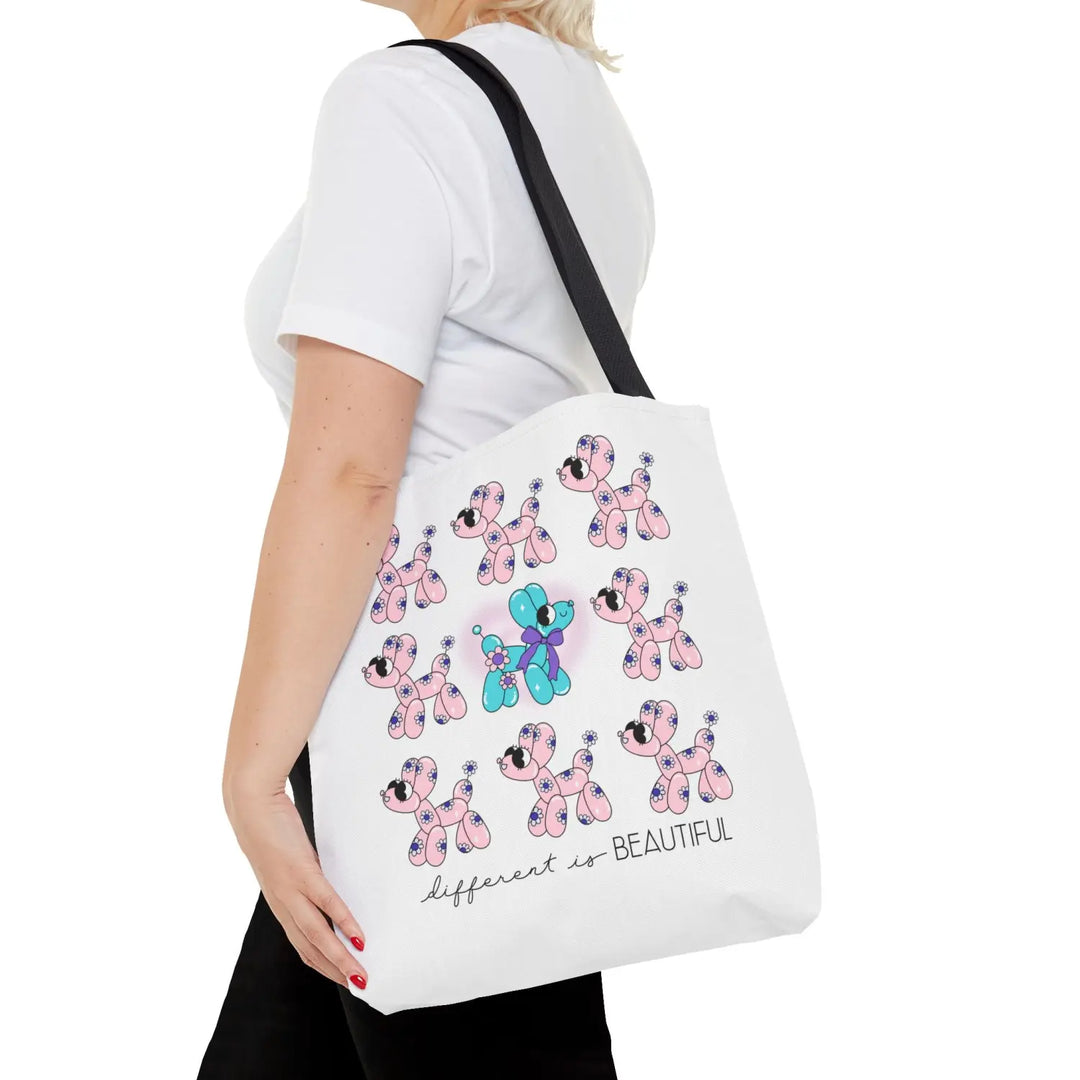Colorful Balloon Animal Tote Bag - Different is Beautiful Gift for Dog Lovers Fun Shopping Kids’ Party Favor - Bags