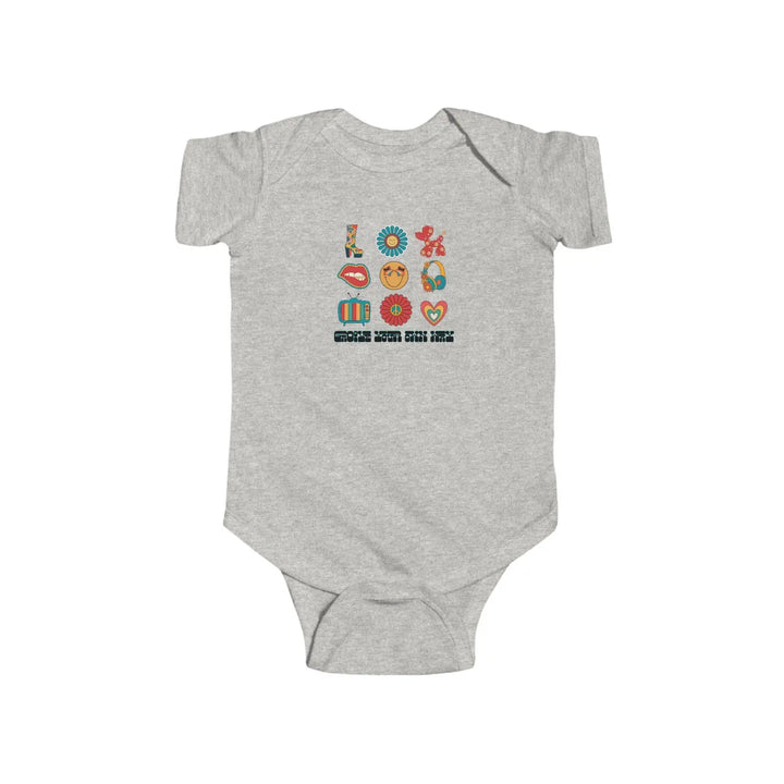 Cute Baby Bodysuit with Fun Icons - Perfect for Newborns Infant Gift Shower Outfit Everyday Wear - Ash / 12M - Kids