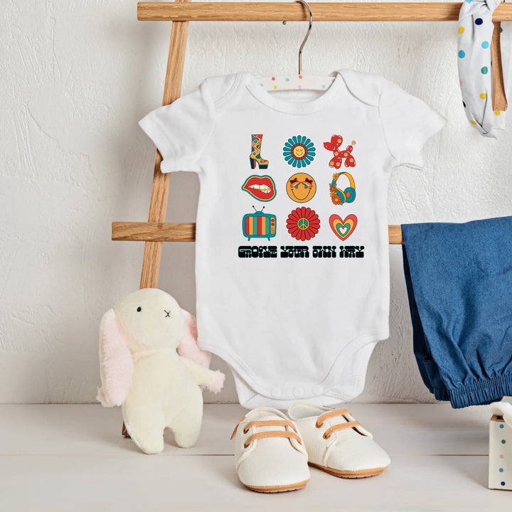 Cute Baby Bodysuit with Fun Icons - Perfect for Newborns Infant Gift Shower Outfit Everyday Wear - Kids clothes