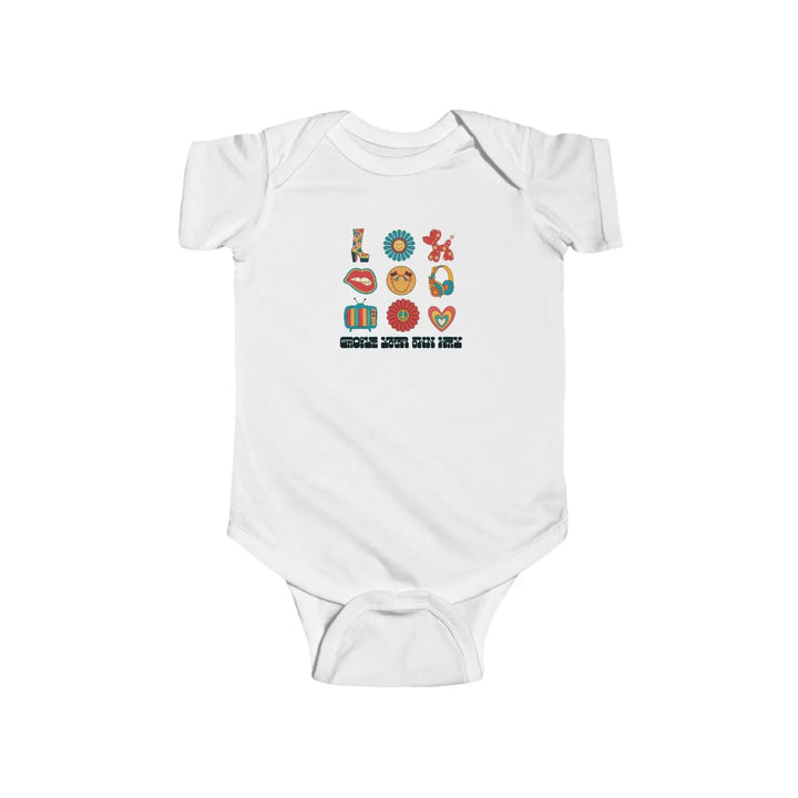 Cute Baby Bodysuit with Fun Icons - Perfect for Newborns Infant Gift Shower Outfit Everyday Wear - White / NB (0-3M)