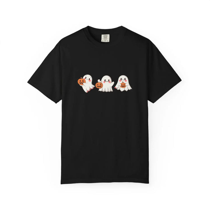 Cute Ghost T Shirt Spooky Season Unisex Tee Halloween Apparel Pumpkin Gift for Lovers Fashion Black / S