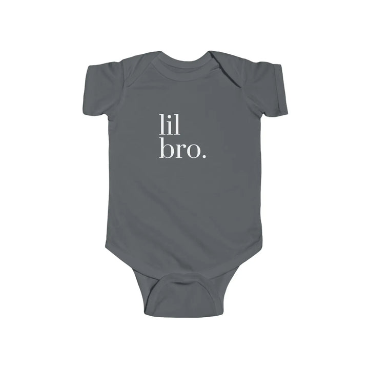 Cute Infant Bodysuit Baby Shower Gift Newborn Outfit Lil Bro Onesie Unisex Clothes First Birthday - Charcoal / NB