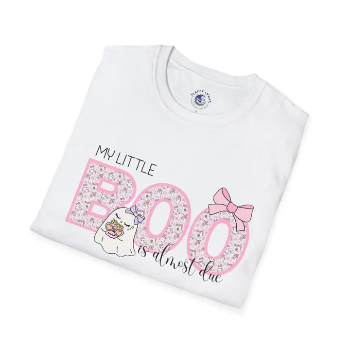 Cute Pregnancy Announcement T-Shirt My Little Boo Is Almost Due Tee New Mom Gift Baby Shower Photo Op Pink Ghost