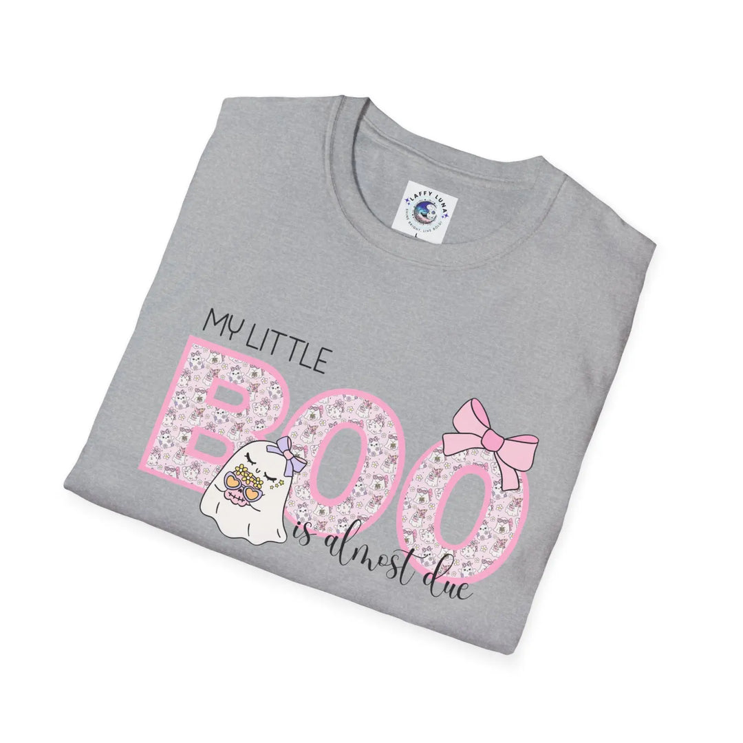 Cute Pregnancy Announcement T-Shirt My Little Boo Is Almost Due Tee New Mom Gift Baby Shower Photo Op Pink Ghost