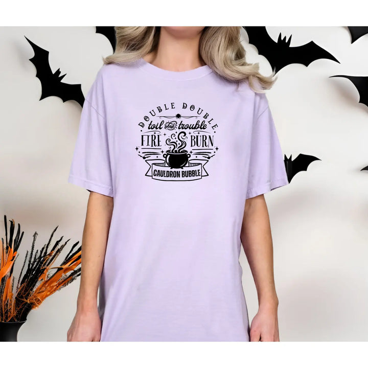 Double Toil And Trouble T Shirt Shakespeare Halloween Tee Witchy Vibes Top Funny Cozy Fall Outfit