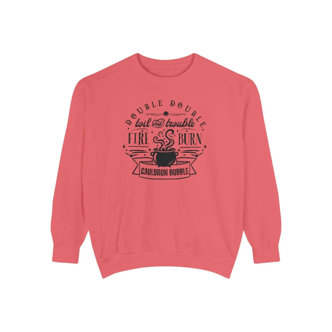 Double Trouble Cauldron Sweatshirt Unisex Cozy Pullover Witchy Apparel Gift for Halloween Fall Fashion Graphic