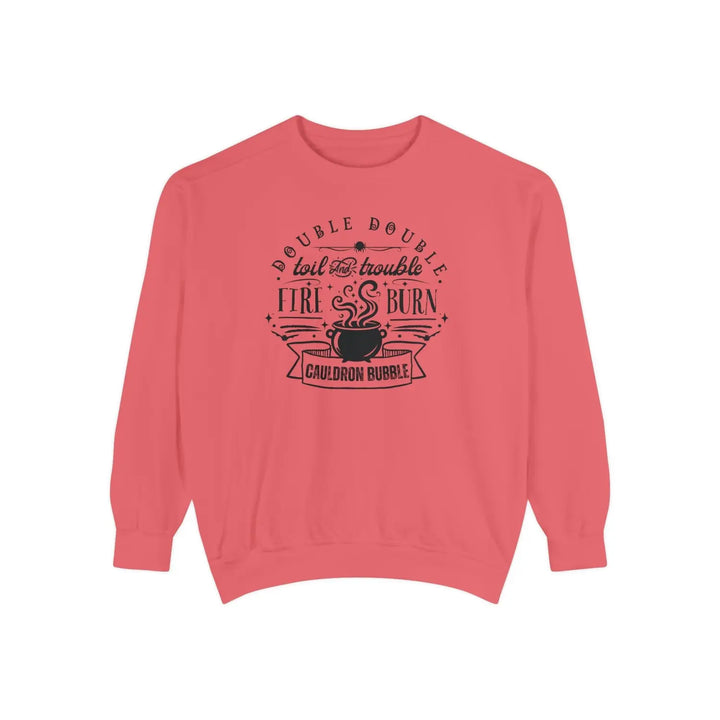 Double Trouble Cauldron Sweatshirt Unisex Cozy Pullover Witchy Apparel Gift for Halloween Fall Fashion Graphic