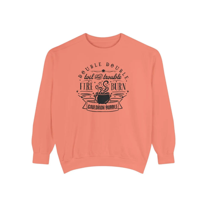 Double Trouble Cauldron Sweatshirt Unisex Cozy Pullover Witchy Apparel Gift for Halloween Fall Fashion Graphic
