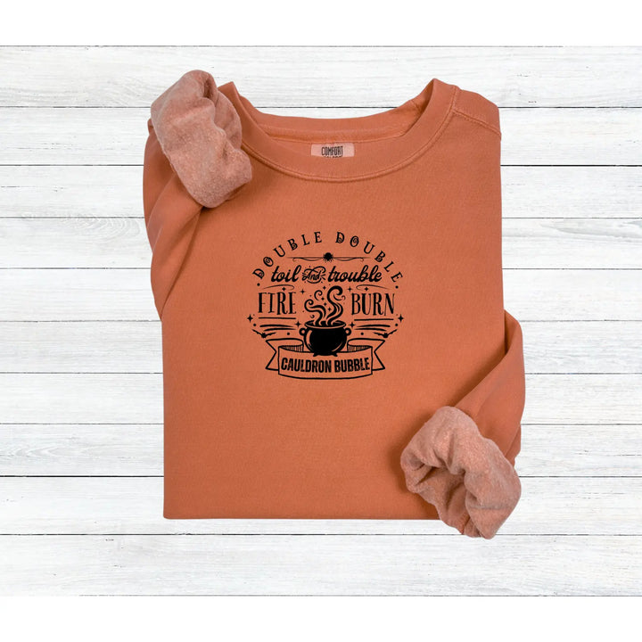 Double Trouble Cauldron Sweatshirt Unisex Cozy Pullover Witchy Fall Fashion Halloween Gift Spooky Season Graphic Hoodie