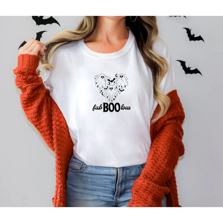 Faboolous Halloween T Shirt Funny Fall Tee Gift for Her Woman’s Spooky Vibes Top Cute Outfit