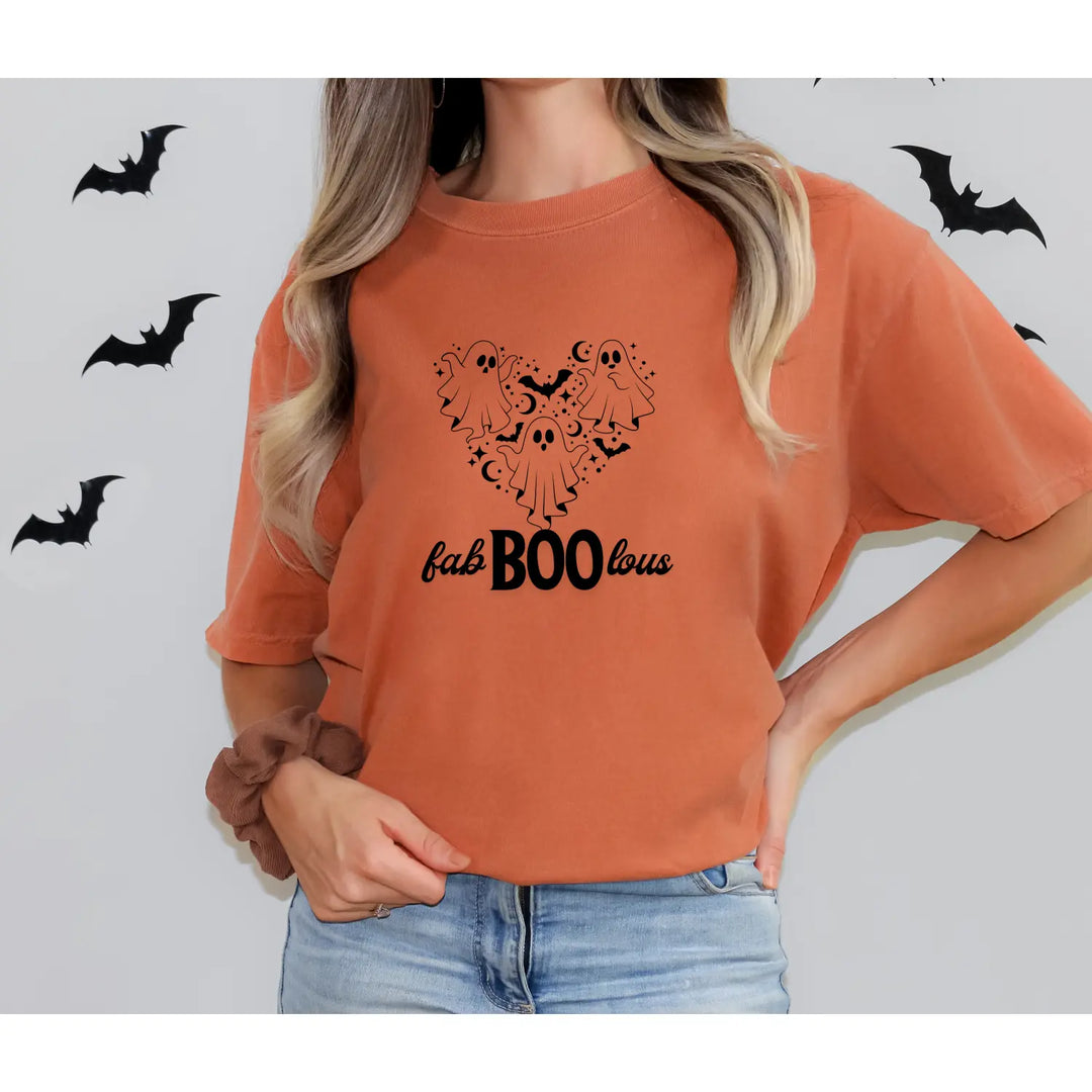 Faboolous Halloween T Shirt Funny Fall Tee Gift for Her Woman’s Spooky Vibes Top Cute Outfit