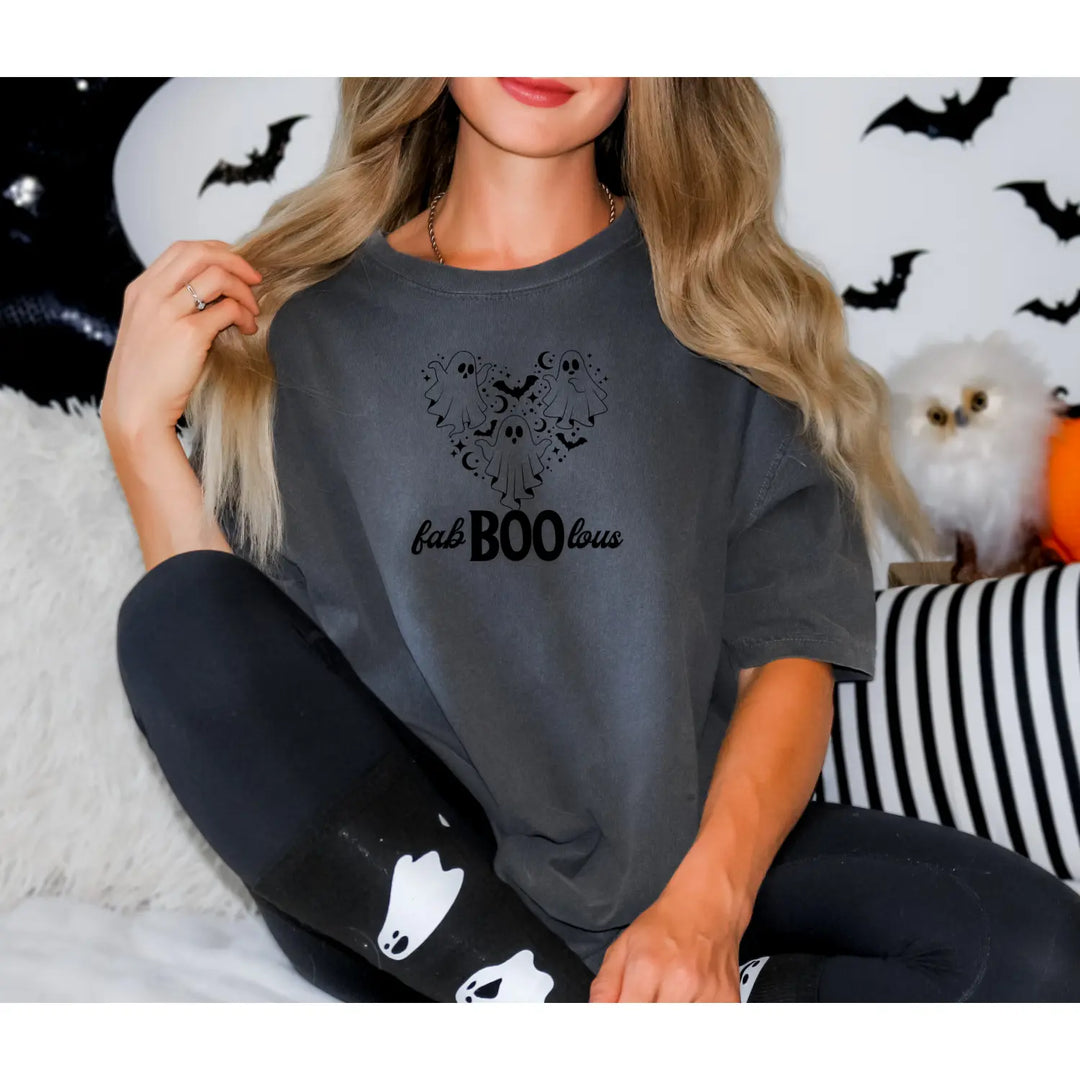 Faboolous Halloween T Shirt Funny Fall Tee Gift for Her Woman’s Spooky Vibes Top Cute Outfit