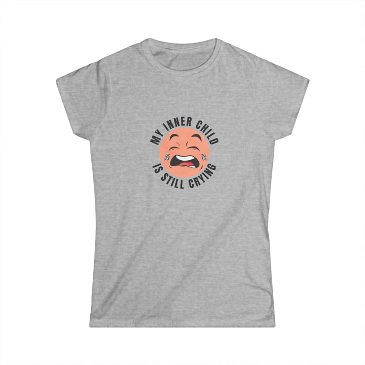 Funny Humor Women’s Tee Cute Graphic Inner Child Shirt Gift for Her Casual Top Self-Care Outfit - Sport Grey / S
