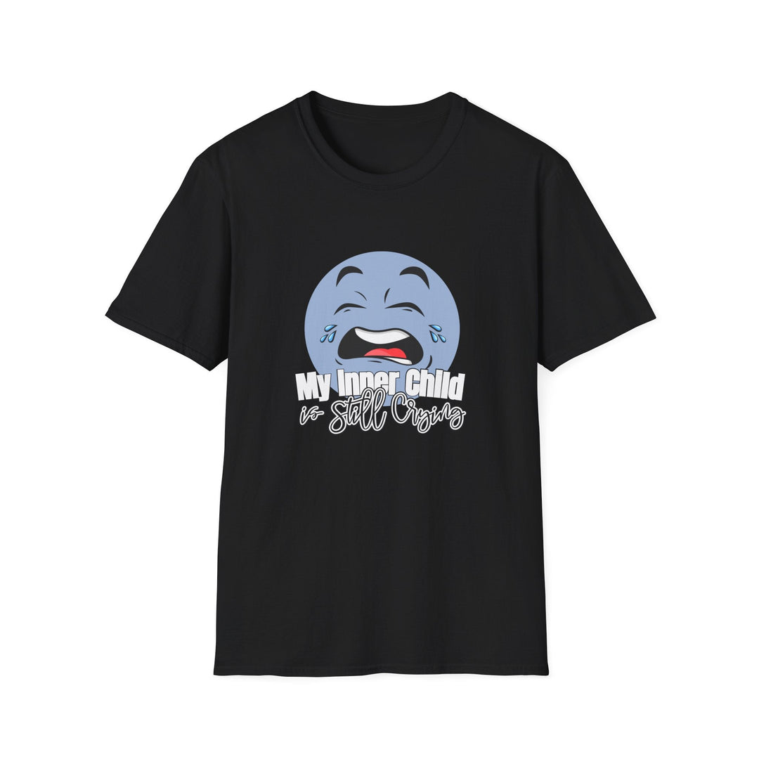 Funny Parenting Life Unisex Softstyle T-Shirt - My Inner Child is Still Crying - Black / XS