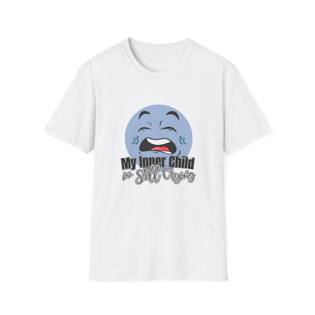 Funny Parenting Life Unisex Softstyle T-Shirt - My Inner Child is Still Crying - White / XS