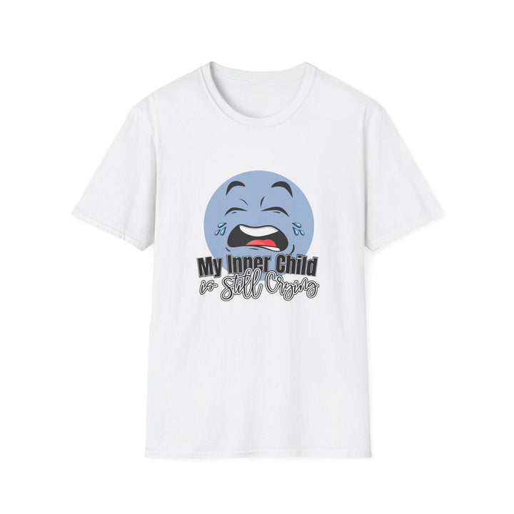 Funny Parenting Life Unisex Softstyle T-Shirt - My Inner Child is Still Crying - White / XS