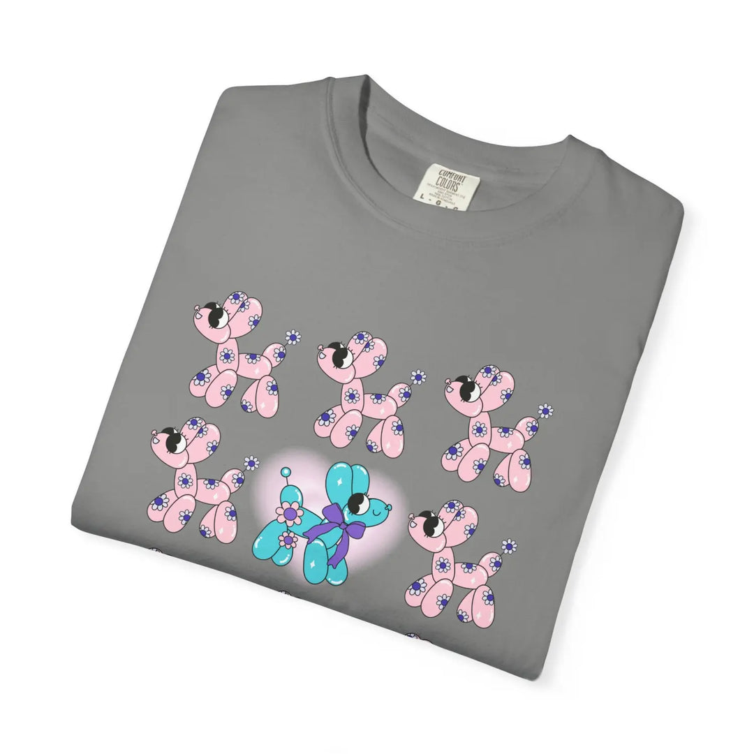 Garment-Dyed T-shirt with Playful Puppies Design Cute Animal Tee Unisex Casual Wear Gift for Dog Lovers Birthday