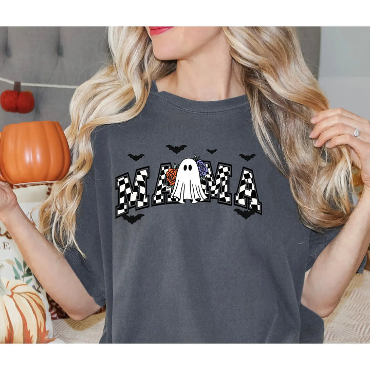 Ghostly Mama T Shirt Halloween Apparel Unisex Tees Mothers Day Gift Casual Comfort Wear Spooky Holiday Clothing Shirt,