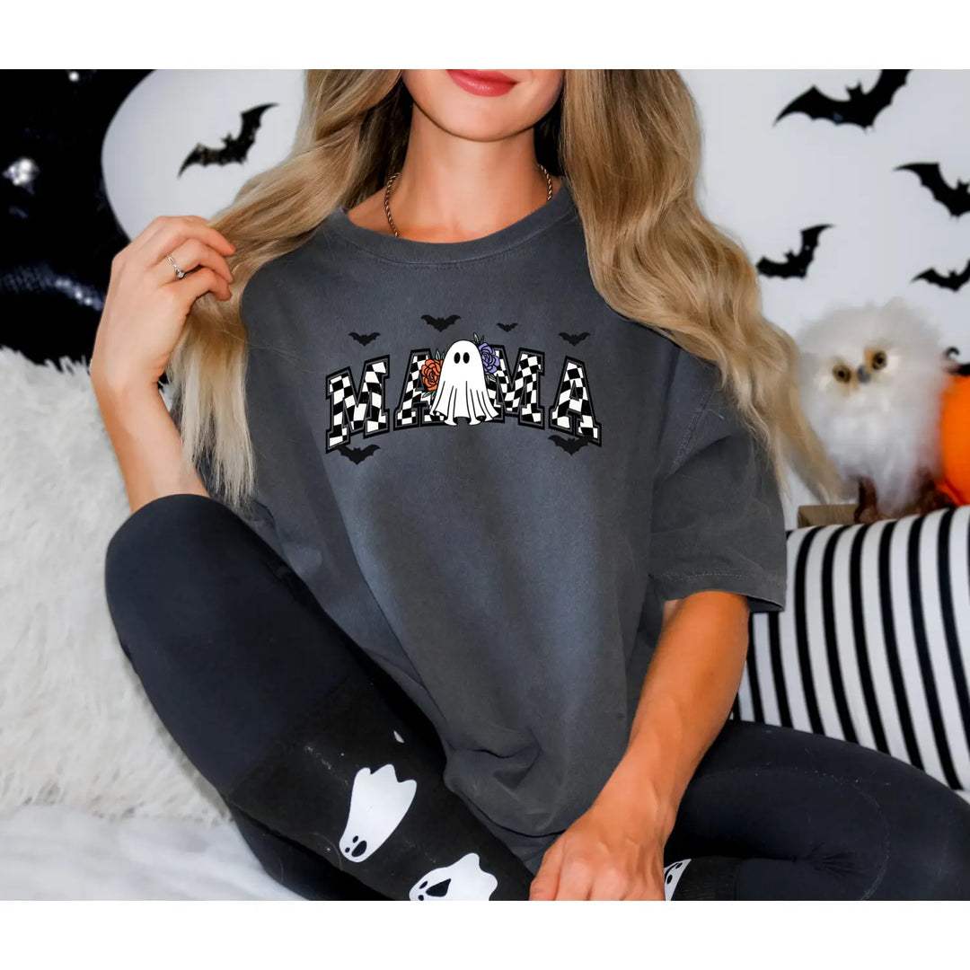 Ghostly Mama T Shirt Halloween Apparel Unisex Tees Mothers Day Gift Casual Comfort Wear Spooky Holiday Clothing Shirt,
