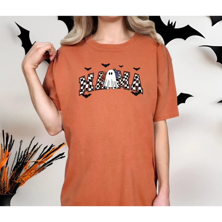 Ghostly Mama T Shirt Halloween Apparel Unisex Tees Mothers Day Gift Casual Comfort Wear Spooky Holiday Clothing Shirt,