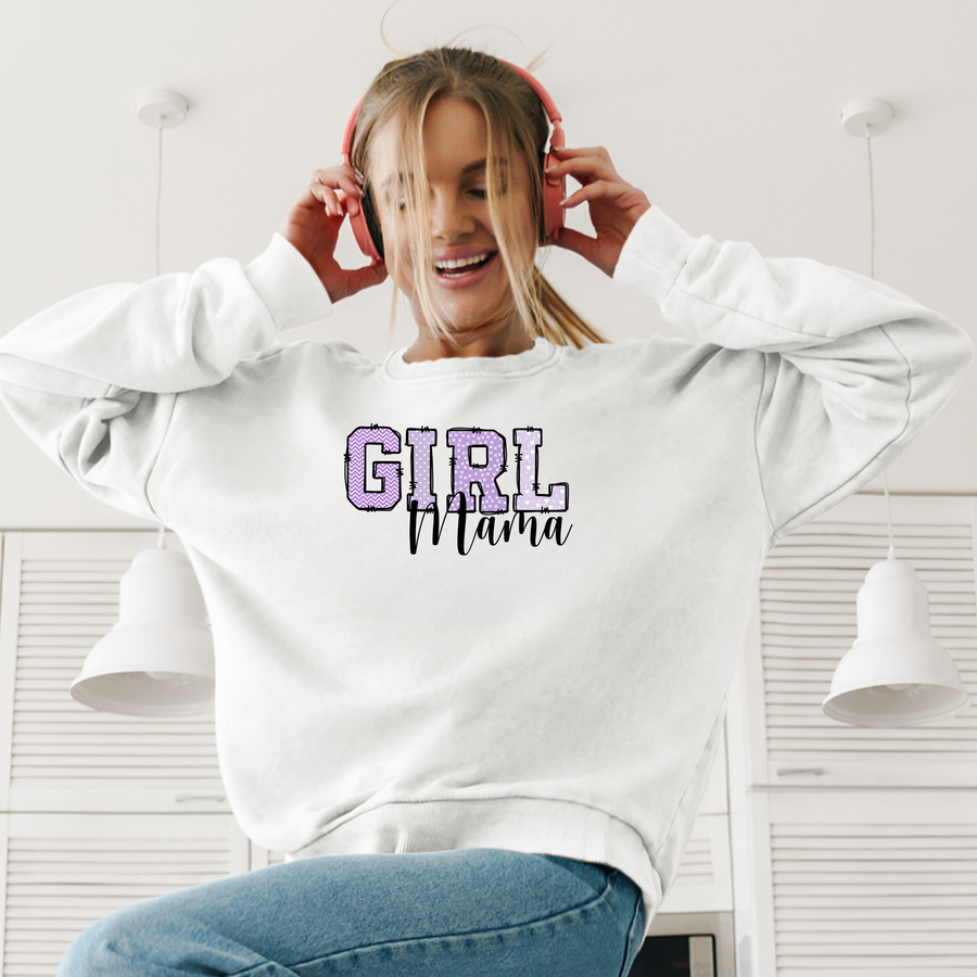 Girl Mama Letter Sweatshirt Purple Mom Life Design Perfect Mothers Day Gift Birthdays Baby Shower Photo Announcement