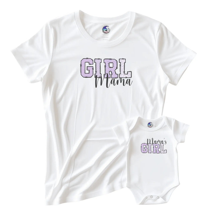 Girl Mama Pattern Letter T-Shirt Purple Mom Life Tee Perfect for Mommy Gift-Giving Mothers Day Birthdays Baby Shower