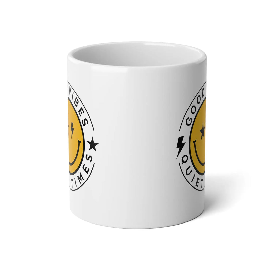 Good Vibes Jumbo Mug - 20oz Ceramic Cup Coffee Lover Gift Positive Energy Fun Home Office Decor Inspirational Drinkware