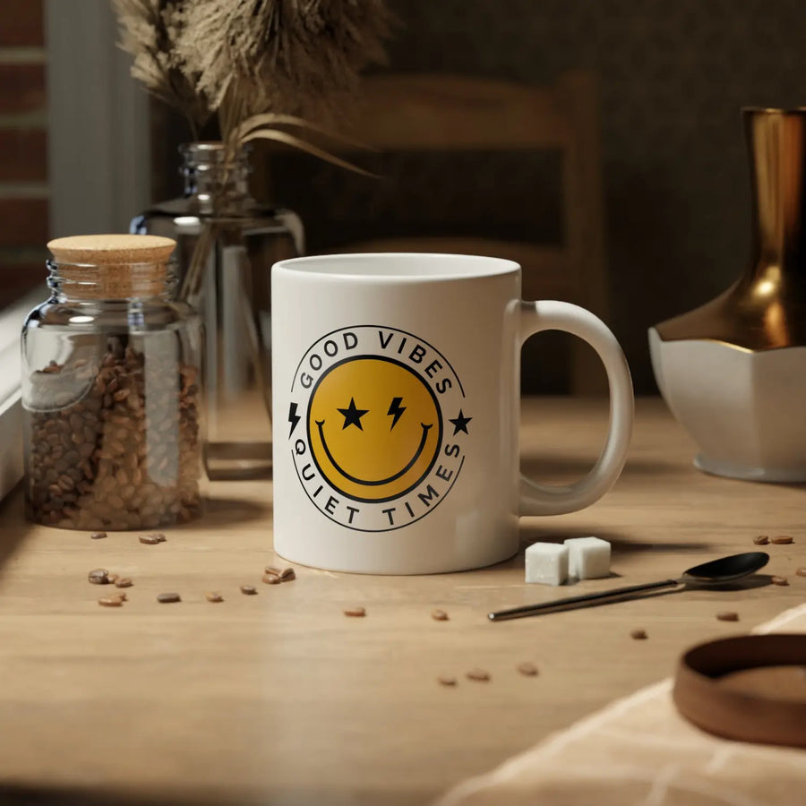 Good Vibes Jumbo Mug - 20oz Ceramic Cup Coffee Lover Gift Positive Energy Fun Home Office Decor Inspirational Drinkware