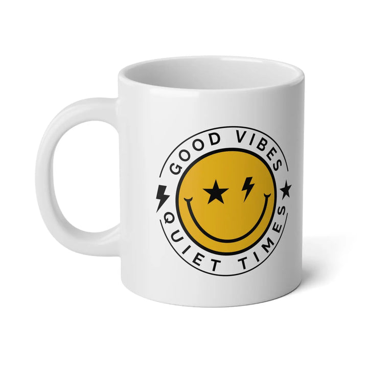 Good Vibes Jumbo Mug - 20oz Ceramic Cup Coffee Lover Gift Positive Energy Fun Home Office Decor Inspirational Drinkware