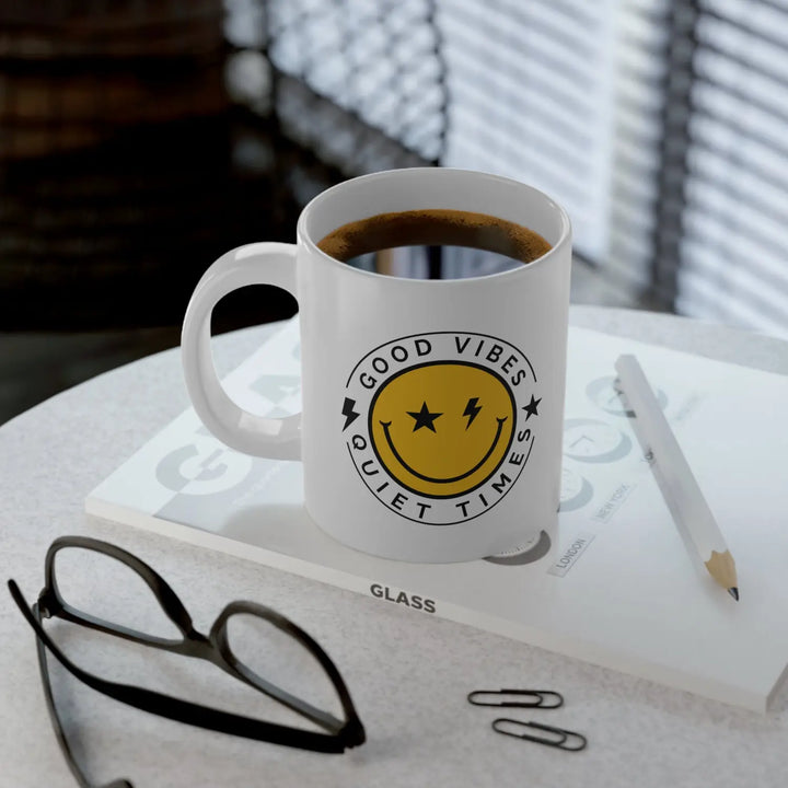 Good Vibes Jumbo Mug - 20oz Ceramic Cup Coffee Lover Gift Positive Energy Fun Home Office Decor Inspirational Drinkware