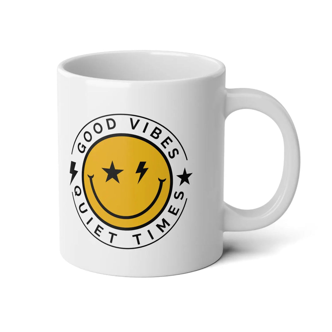 Good Vibes Jumbo Mug - 20oz Ceramic Cup Coffee Lover Gift Positive Energy Fun Home Office Decor Inspirational Drinkware