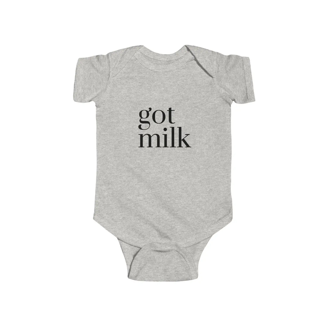 Got Milk? Infant Bodysuit Cute Baby Outfit Funny Shower Gift Newborn Clothes Summer Wear Unique Apparel - Ash / 12M