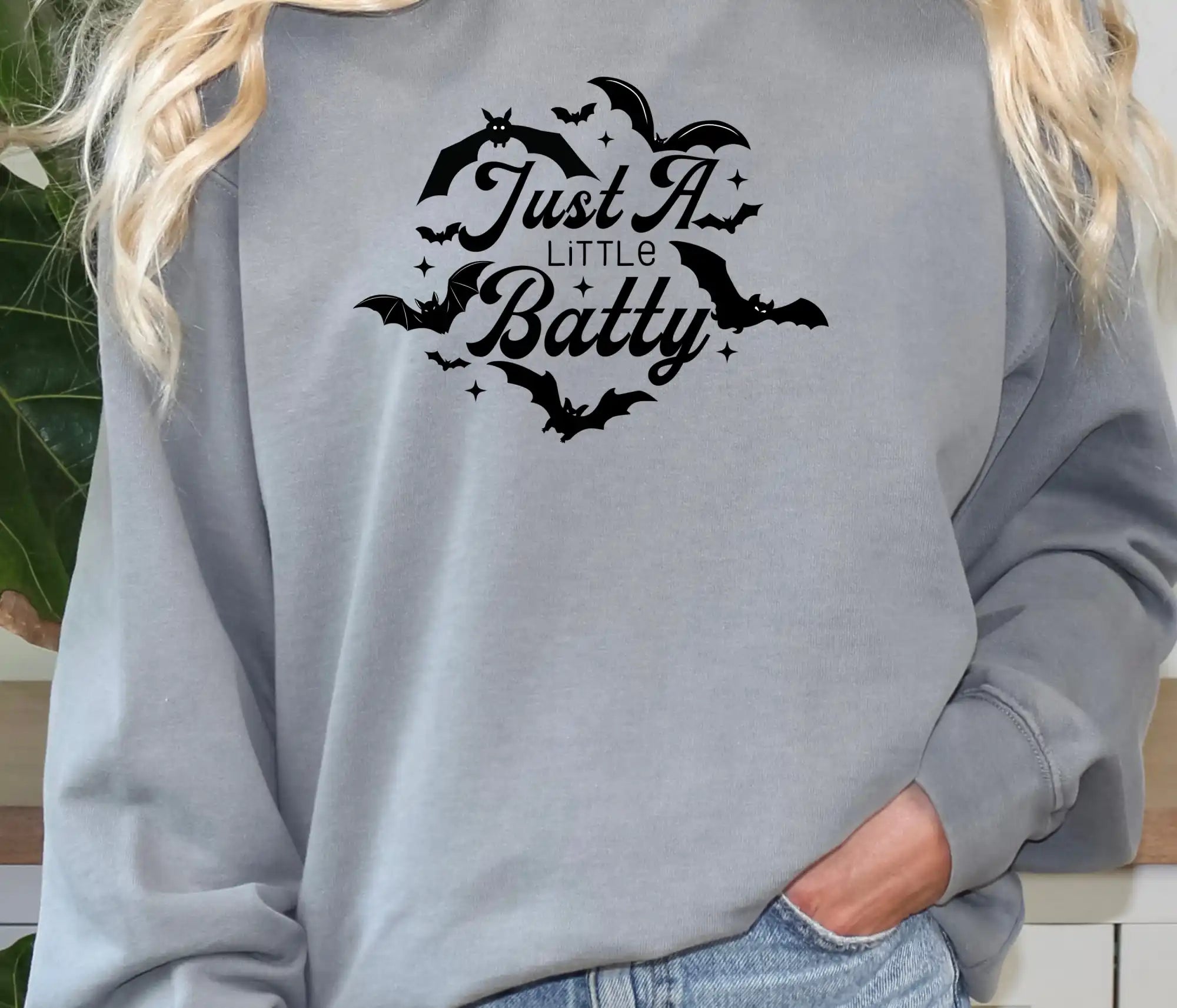 A Little Batty Shirt Halloween Sweatshirt Unisex Fall Apparel Cute Spooky Top Bat Lovers Gift Hoodie Graphic