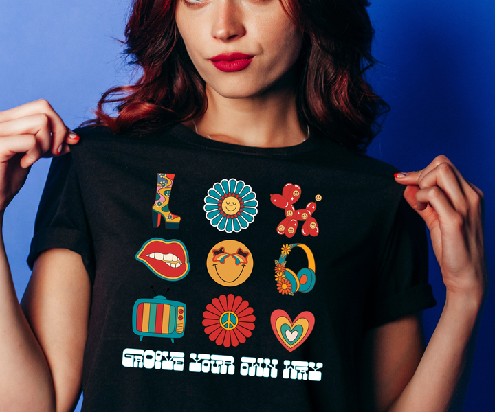 Groove Your Own Way Colorful Retro Graphic Unisex T-Shirt