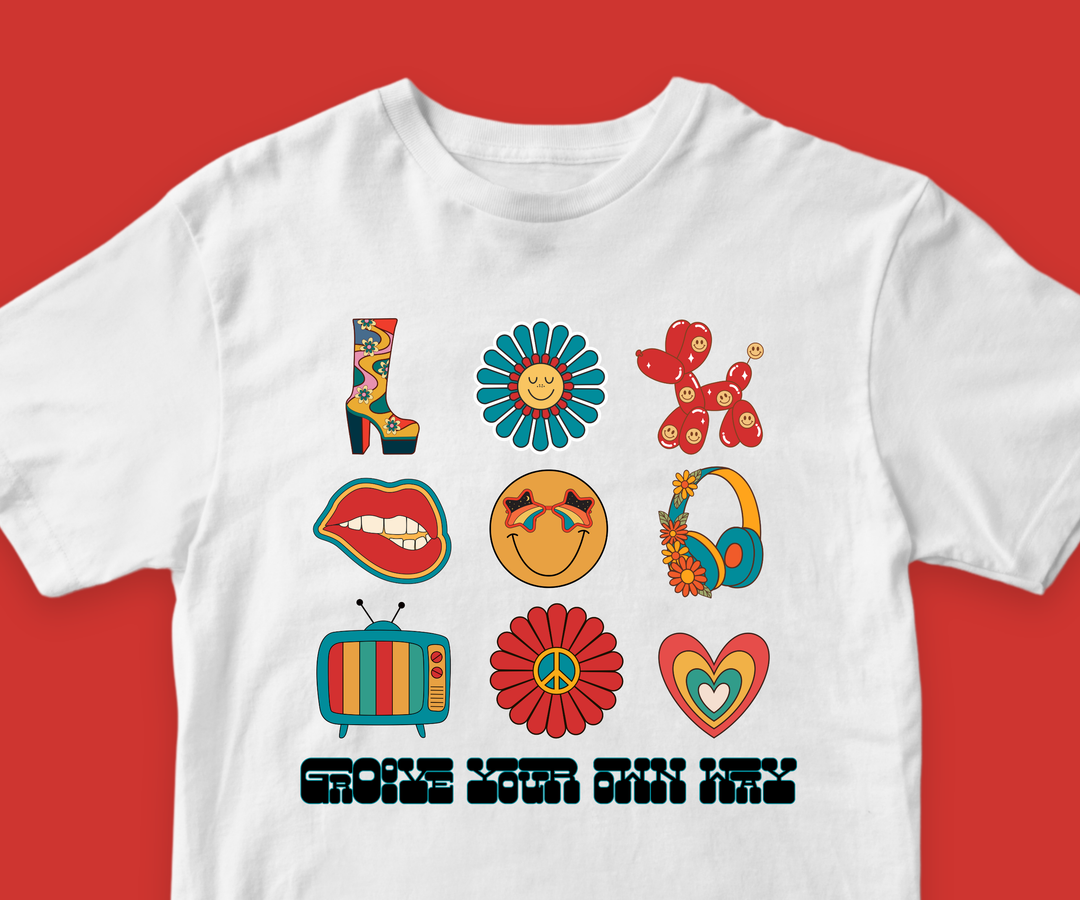 Groove Your Own Way Colorful Retro Graphic Unisex T-Shirt