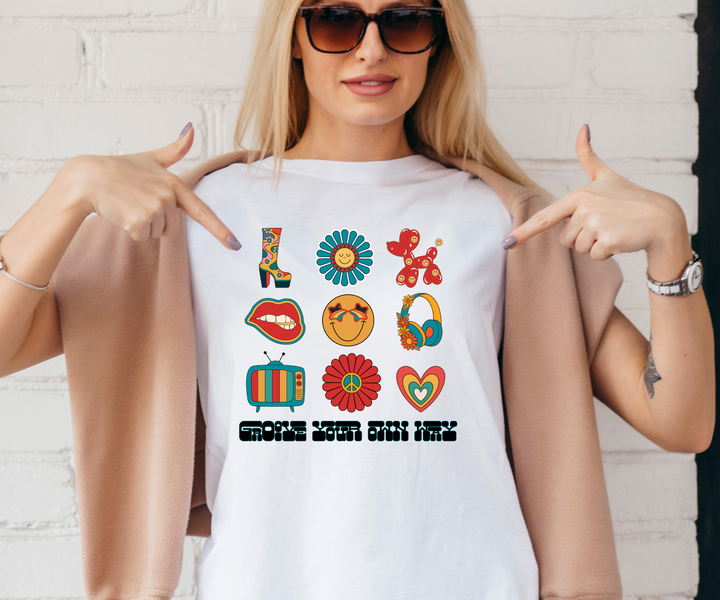 Groove Your Own Way Colorful Retro Graphic Unisex T-Shirt
