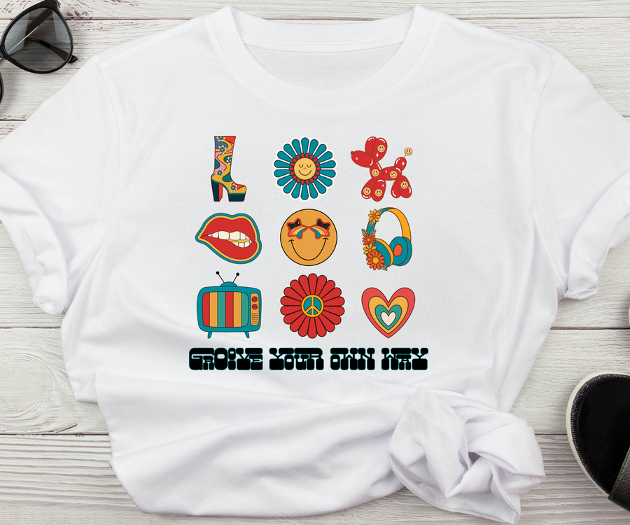 Groove Your Own Way Colorful Retro Graphic Unisex T-Shirt