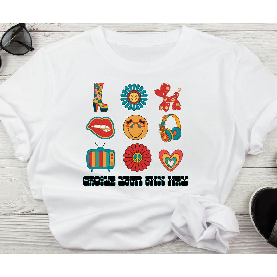Groove Your Own Way Colorful Retro Graphic Unisex T-Shirt