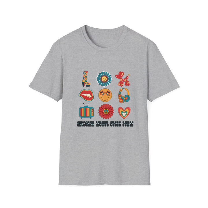 Groove Your Own Way Colorful Retro Graphic Unisex T-Shirt - Sport Grey / XS