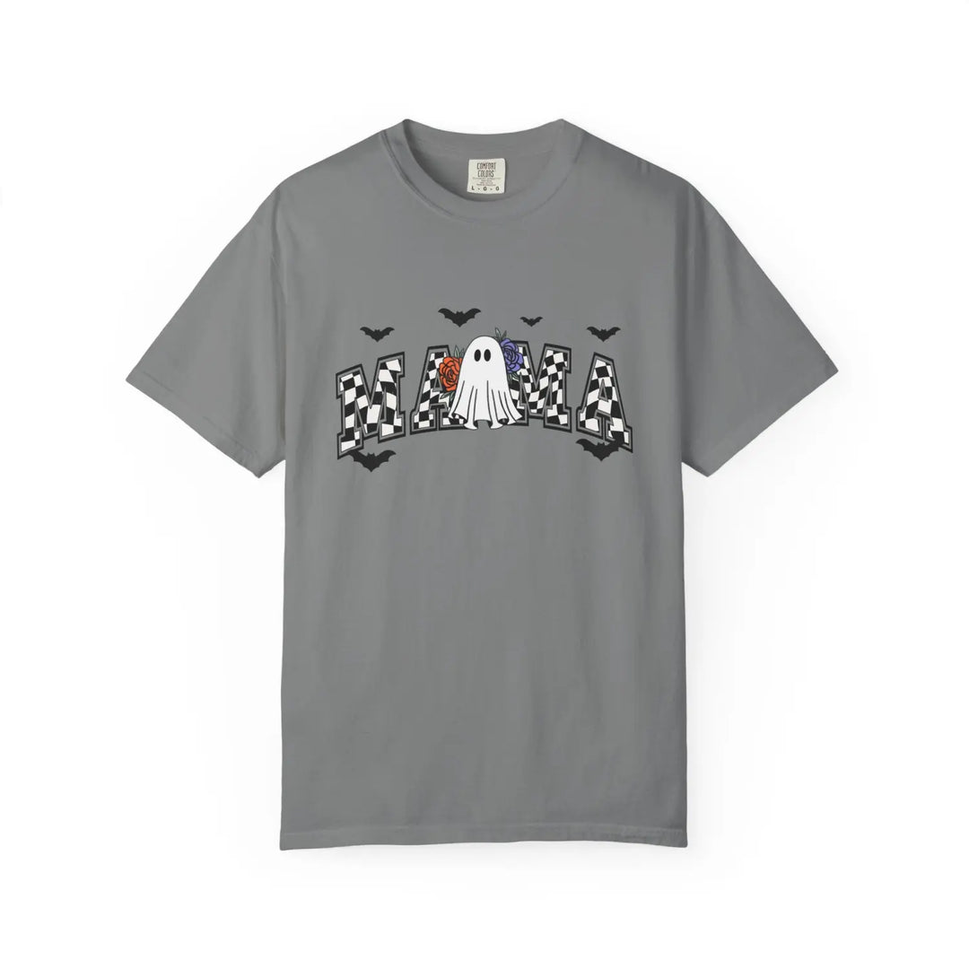 Halloween Ghost Mama T Shirt Gift for Moms Spooky Season Tee Unisex Clothing Casual Fall Fashion Grey / S