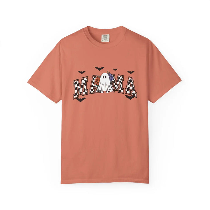 Halloween Ghost Mama T Shirt Gift for Moms Spooky Season Tee Unisex Clothing Casual Fall Fashion Terracotta / S