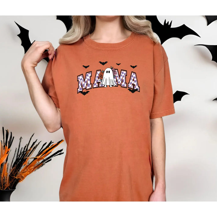 Halloween Ghost Mama T Shirt Spooky Season Tee Cute Retro Boo Funny Mom Costumes for Moms