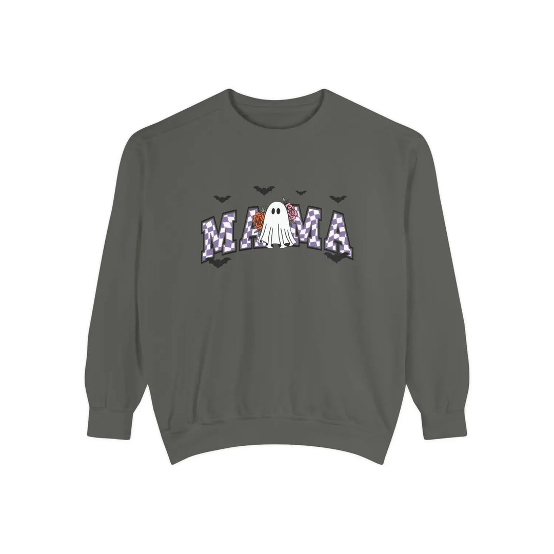 Halloween Ghost Sweatshirt for Moms Cozy Fall Outfit Unisex Garment Dyed Perfect Gift Spooky Season Pepper / S