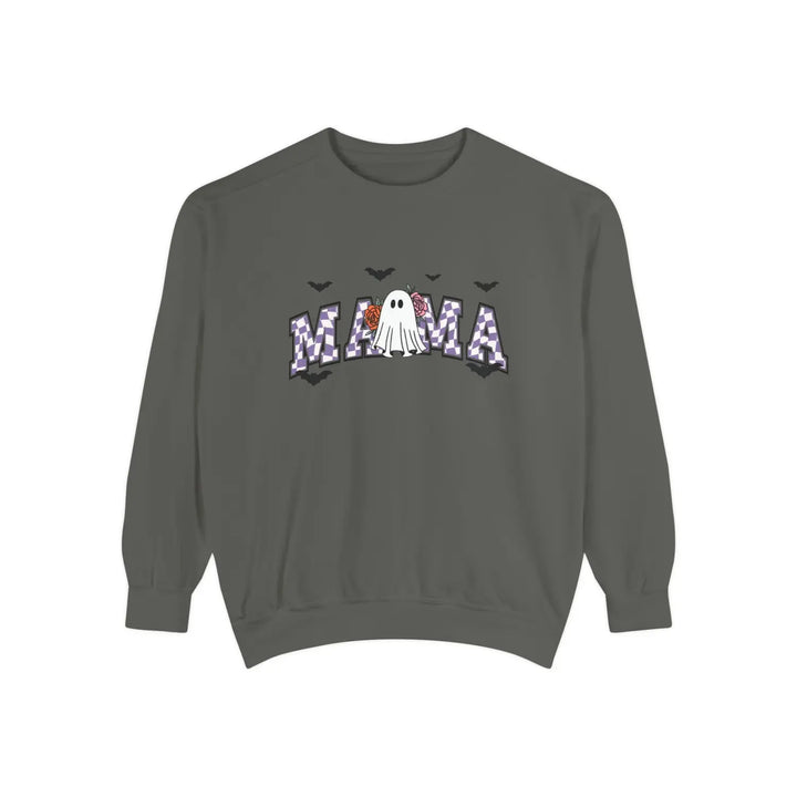 Halloween Ghost Sweatshirt for Moms Cozy Fall Outfit Unisex Garment Dyed Perfect Gift Spooky Season Pepper / S