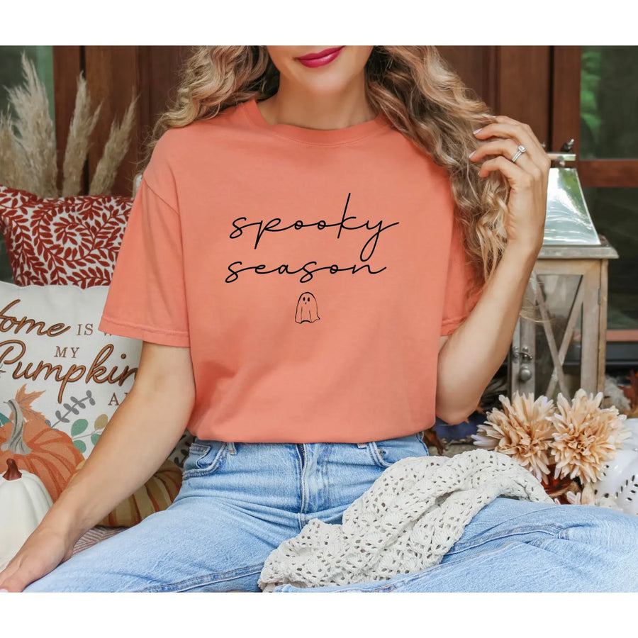 Halloween Ghost T Shirt Spooky Graphic Tee Fun Fall Cute Costume Top Unisex Outfit