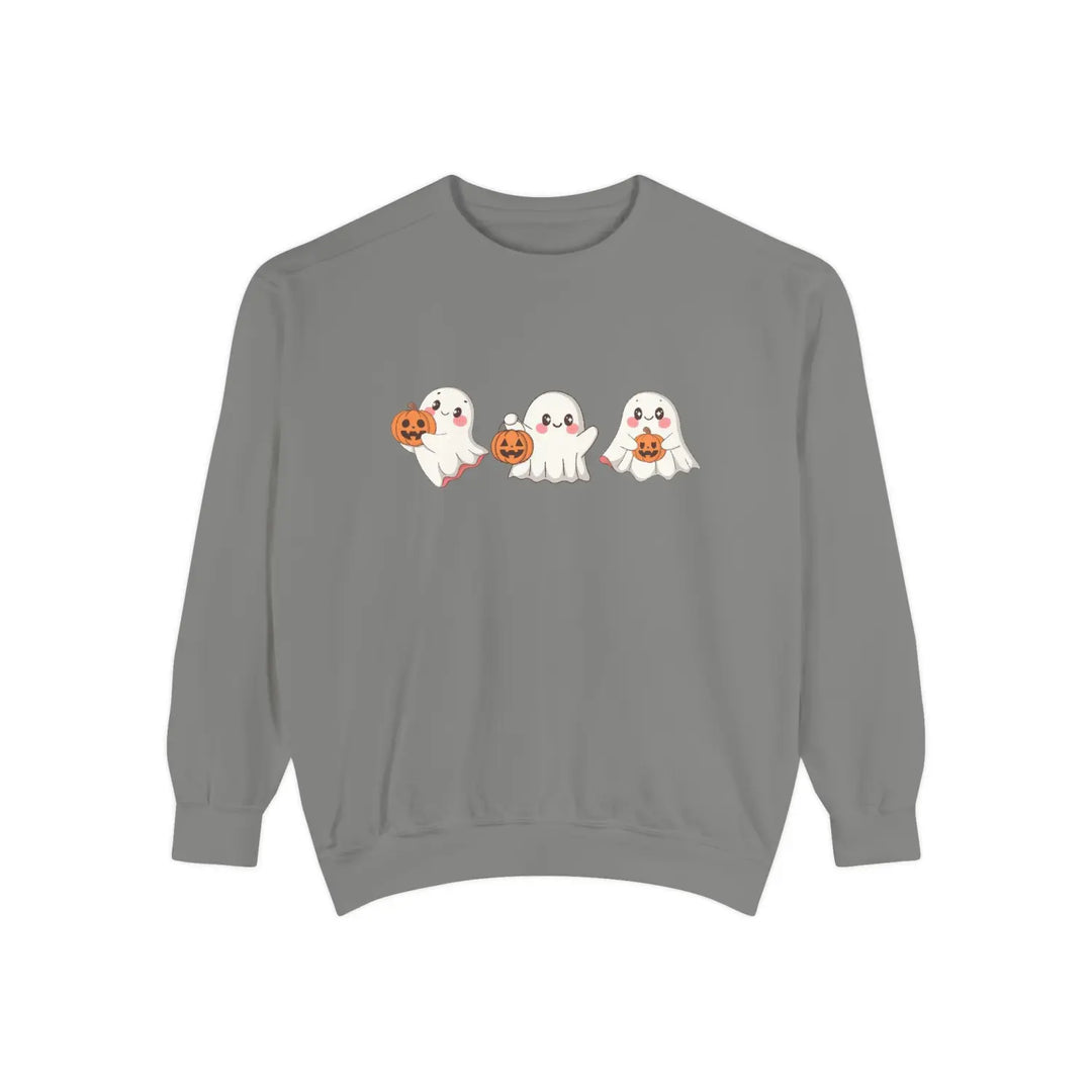 Halloween Ghosts Sweatshirt Cozy Unisex Fall Apparel Cute Ghost Design Gift Autumn Fashion Grey / S