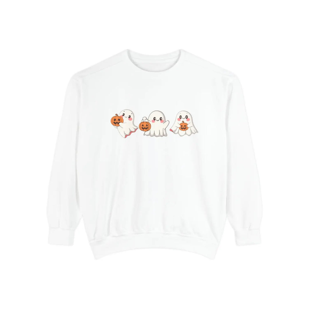 Halloween Ghosts Sweatshirt Cozy Unisex Fall Apparel Cute Ghost Design Gift Autumn Fashion White / S