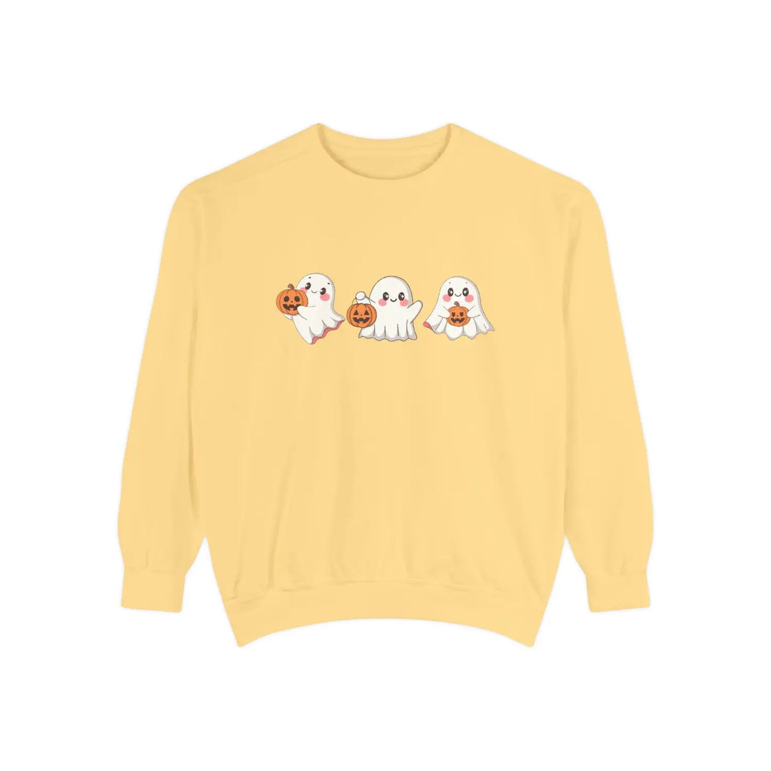 Halloween Ghosts Sweatshirt Cozy Unisex Fall Apparel Cute Ghost Design Gift Autumn Fashion Butter / S